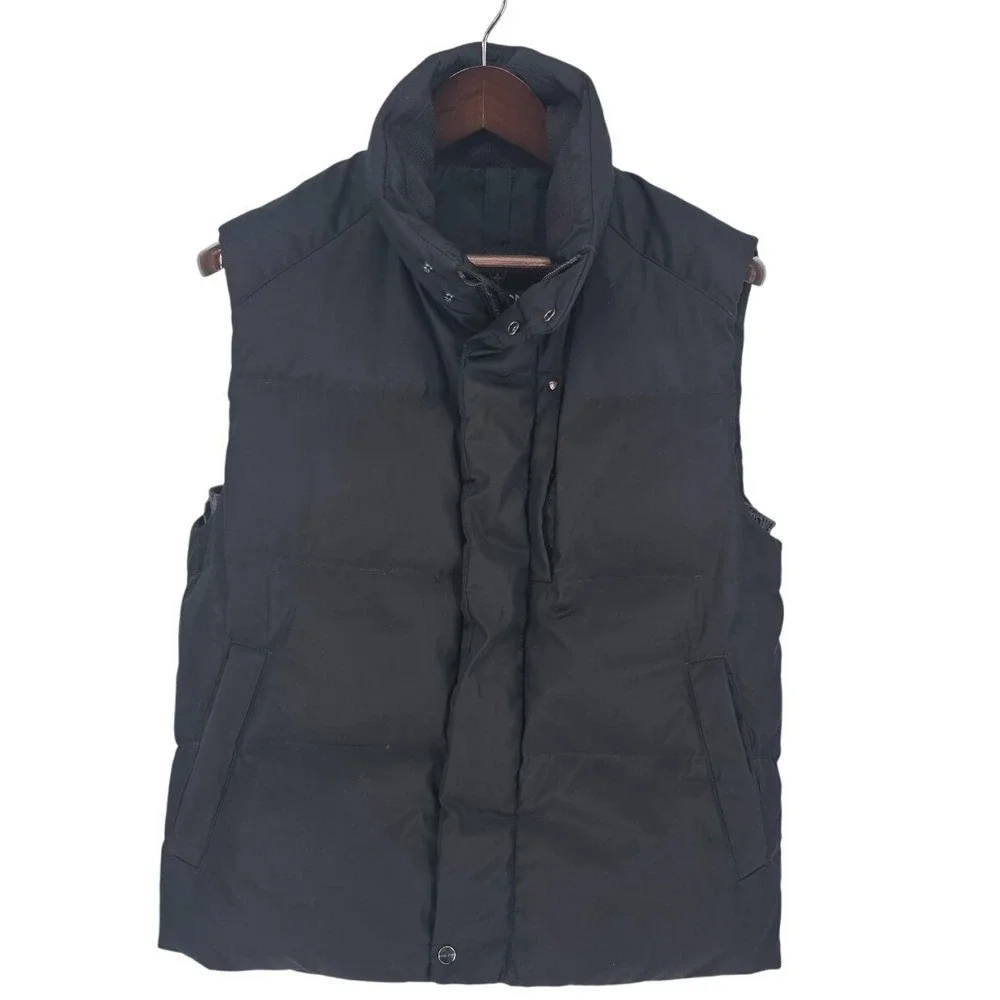 Vintage Postcard Real Down Puffer Ski Vest Mens 40 Brown Black Vero Piumino 1982